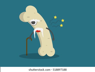 caricatura vectorial hueso viejo. Se utiliza para describir una enfermedad o condición asociada al hueso. El hospital o clínica Pacientes con enfermedades de los huesos y las articulaciones.