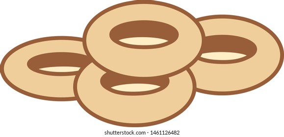 Vector Cartoon Onion Rings Icon Emoji Illustration Isolated