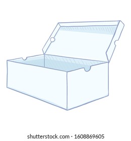 Vector Cartoon Open White Shoes Box