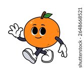 Vector Cartoon Orange Character Waving