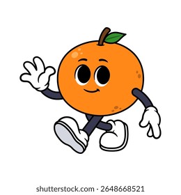 Vector Cartoon Orange Character Waving