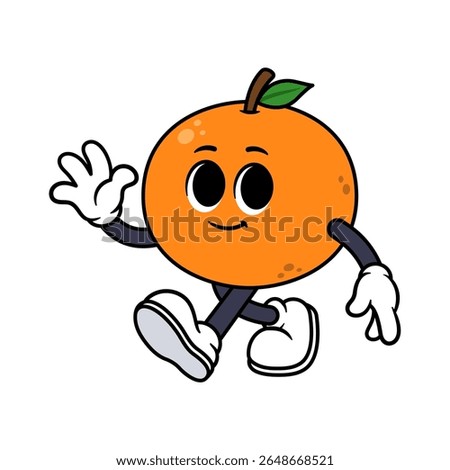 Vector Cartoon Orange Character Waving