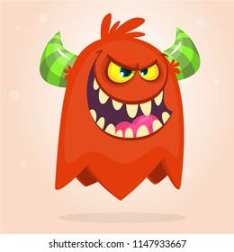 Vector cartoon of an orange fat and fluffy Halloween monster.Isolated