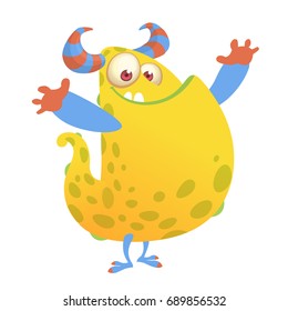 Vector cartoon of an orange fat and fluffy Halloween monster. Isolated