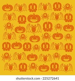 Vector Cartoon Orange Halloween Background Illustration