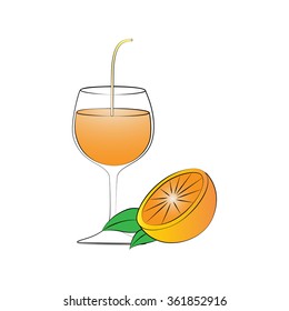 Vector cartoon orange juice on white background.
