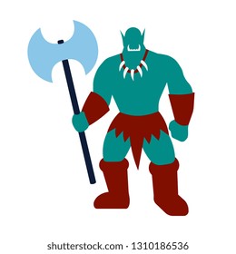 Vector Cartoon Orc Video Game Character Isolated