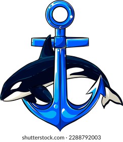 Vector Cartoon Orcinus Orca. Killer Whale Illustration design