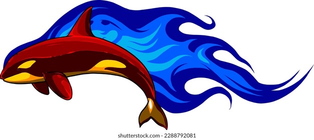 Vector Cartoon Orcinus Orca. Killer Whale Illustration design