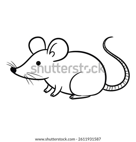 Vector Cartoon outline of a mouse on white background