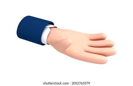 Vector Cartoon Outstretched Hand Palm Isolated On White Background. Vector Cartoon Hand Gesture In Cartoon Style