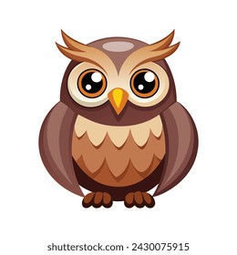 Vector of cartoon owl illustration on white