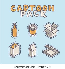 Vector cartoon package pack set