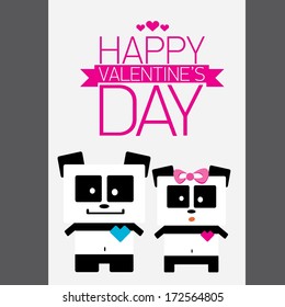 Vector cartoon Panda bear couple in love. valentines day vector background