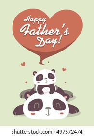 vector cartoon panda father's day greeting card