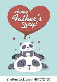 vector cartoon panda father's day greeting card