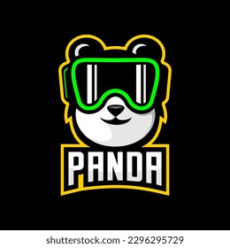 vector cartoon panda head wearing gaming glasses