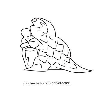 Vector cartoon pangolin Isolated On White Background