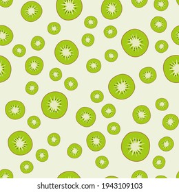 vector cartoon pattern green kiwi on green background