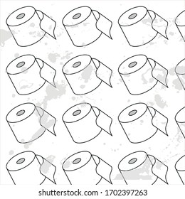 Vektorillustration Cartoon Muster Illustration von Toilettenpapier für Poster, Post, Grafik Design, Banner, Meme. Witz und Spaß für Quarantäne. Pandemie, Pandemie, Coronavirus, Covid. Bleiben Sie zu Hause