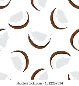 Vector cartoon pattern. Simple coconuts. Brown, white colors 