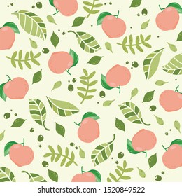 Vector of Cartoon Peach fruit illustration background pattern