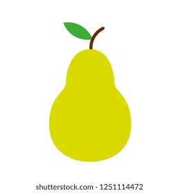 Vector Cartoon Pear Icon Isolated On White Background