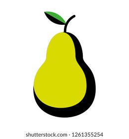 Vector Cartoon Pear Icon Isolated On White Background
