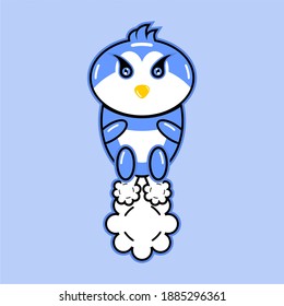 vector cartoon for penguin fart jumping funny