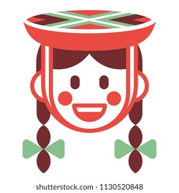 Vector Cartoon Peruvian Girl Icon Isolated On White Background