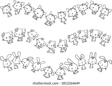 vector cartoon pets border background