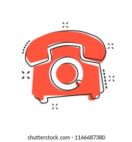 Vector cartoon phone icon in comic style. Telephone sign illustration pictogram. Phone business splash effect concept.