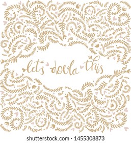 Vector cartoon with the phrase isolated on white background. World Doula Week.