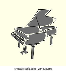Vector cartoon piano. Sketch drawn