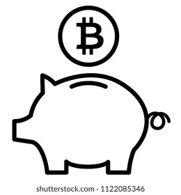 Vector Cartoon Pig Bitcoin Icon Isolated On White Background