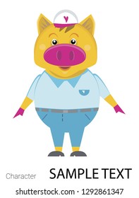
Vector cartoon pigs. Funny animals. White isolated background.