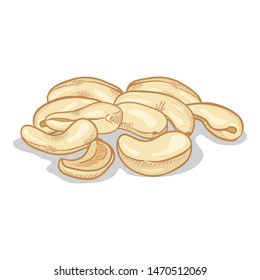 Vector Cartoon Pile of Cashew Nuts