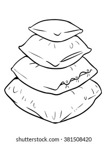 Vector cartoon pile of pillows