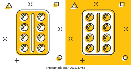 Vektorkartoon Pillensymbol im Comic-Stil. Piktogramm zur Illustration von Tablets. Praxiskonzept für Kapselmediziner.