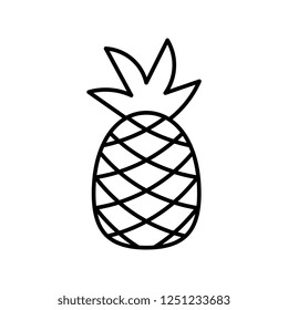 Vector Cartoon Pineapple Icon Isolated On White Background