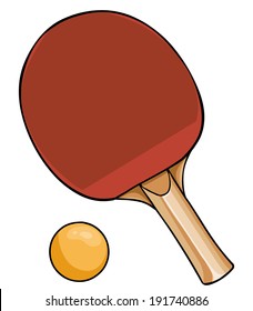 Vector Cartoon Ping-Pong Racket and Ball