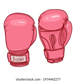 Vector Cartoon Pink Boxing Gloves