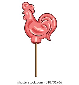 Vector Cartoon Pink Candy Cock Lolipop