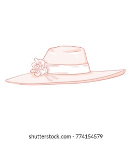 Vector Cartoon Pink Elegance Women Hat on White Background
