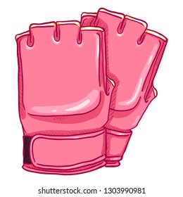 Vector Cartoon Pink Fighting Gloves for Mix Martial Arts. MMA Equipment.