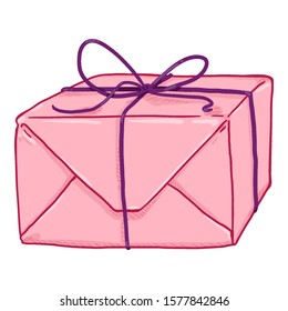 Vector Cartoon Pink Gift Box Packaging