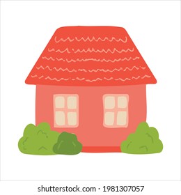 Vector cartoon pink house for kids. House for the design of children's banners and postcards.
