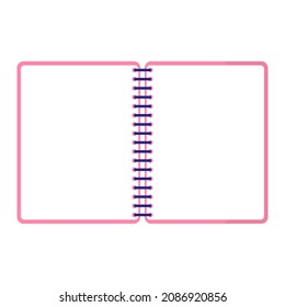 Vector cartoon pink open art notebook. Back to school