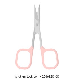 Tijeras de manicura abiertas rosadas de dibujos animados. De vuelta a la escuela.