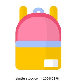 Vector cartoon pink and yellow school bag or backpack. Back to school.